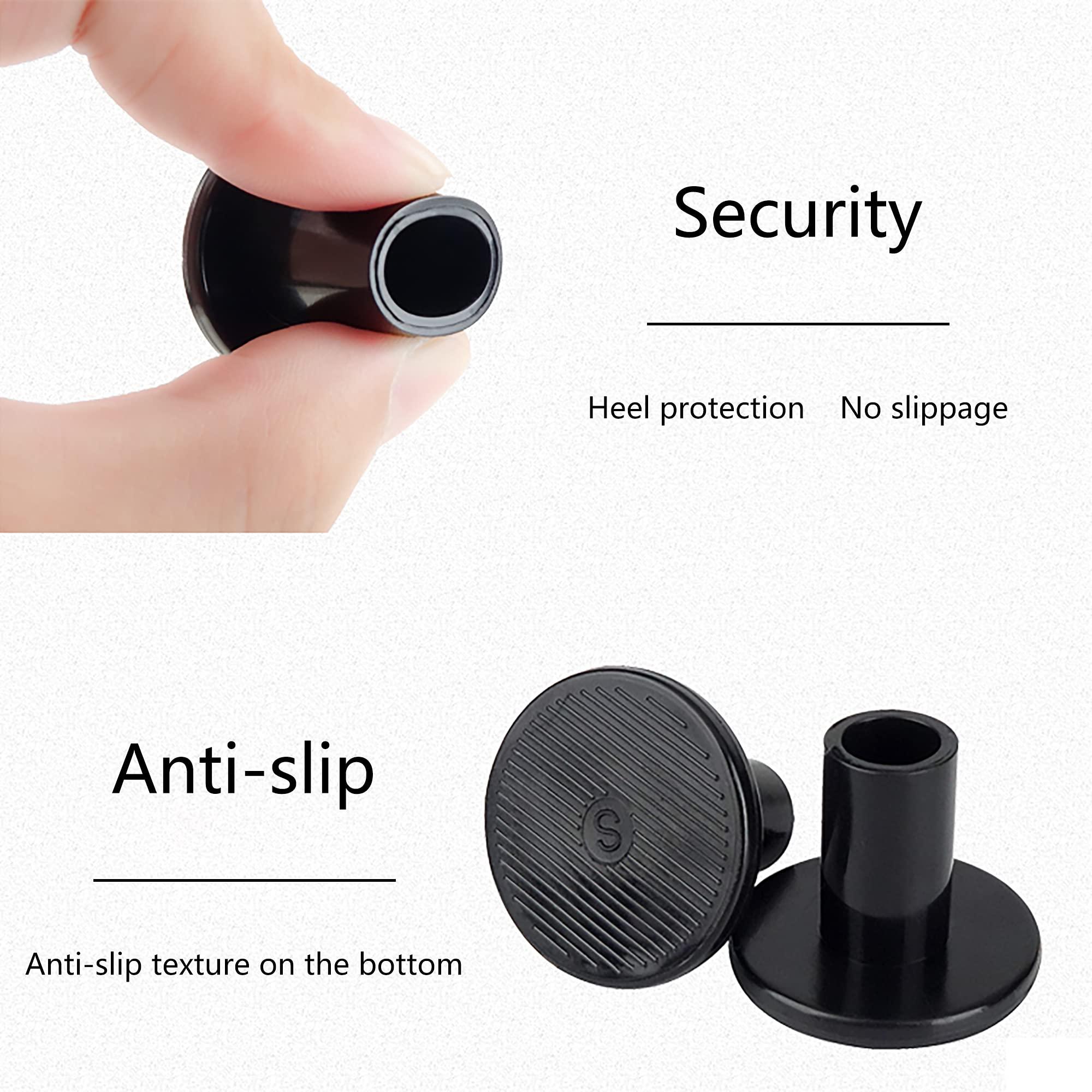\"N/A\" High Heel Grass Protectors-12 Pairs 2 Sizes Heel Sink Stoppers & SooGree Heel Repair Caps Non-Slip Heel Cover Protectors for Walking on Grass ,Gravel,Wetlands M~L, M~l-black,clear