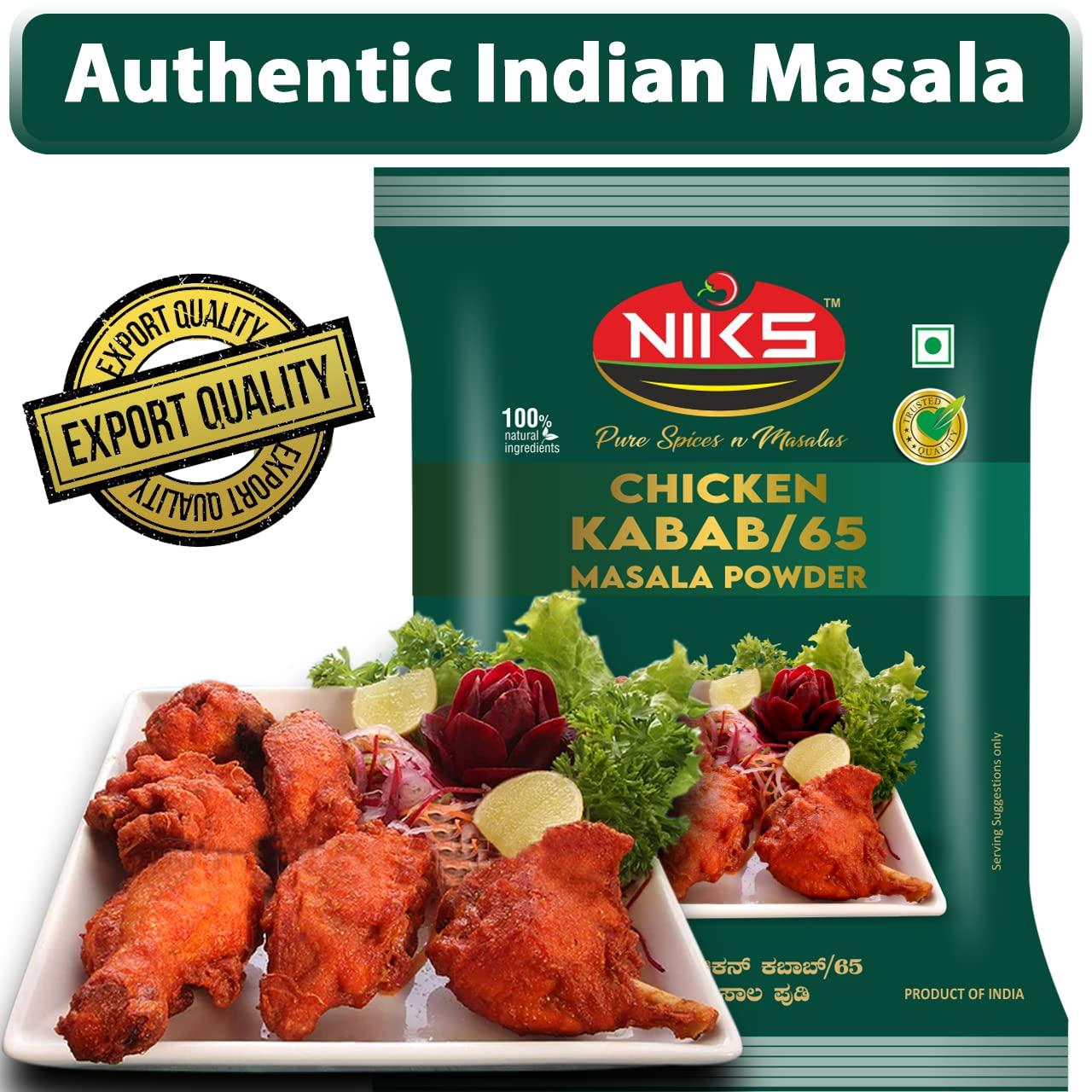 NIKS NIKS Chicken Kabab/65 Masala Powder | Pure Spices N Masalas | 500 Grams | Natural Ingredients | No Added Colour, Flavours & Preservatives