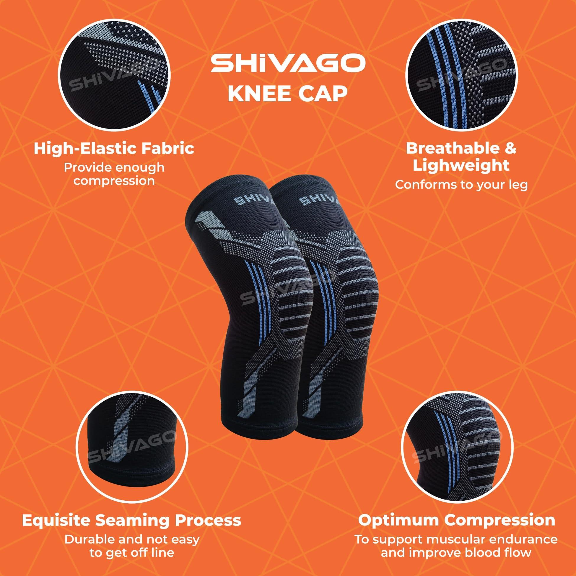 SHIVAGO SHIVAGO 3D Seamless Compression Knee Cap Pain Relief Knee Support for Men Women Gym Knee Sleeve Leg Braces (SVGVCT0011, M)