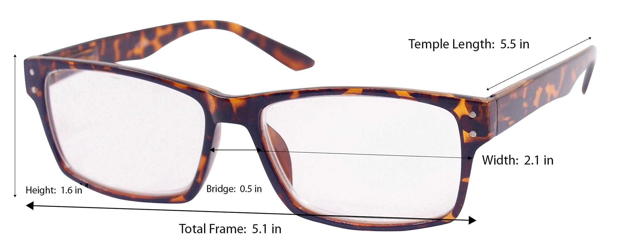 DII Inner Vision Eye Strain Relief Computer Screen Reading Glasses w/Case - Anti Blue Light, Anti Glare, Scratch Resistant, Spring Hinges - Unisex, (4.0 x Magnification), Black