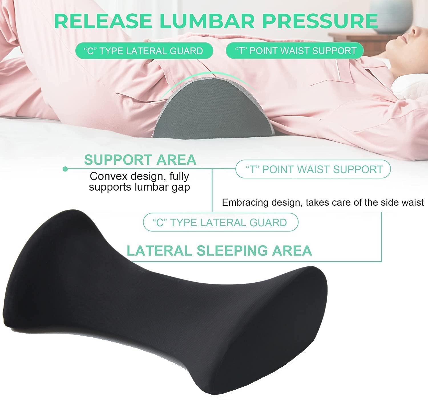 Grin Health Grin Health Lumbar Support Cushion for Bed for Relief From Back, Sciatica, Lumbar Pain, Multifunctional Waist Pillow- Memory Foam Lower Back Support Pillow for Sleeping