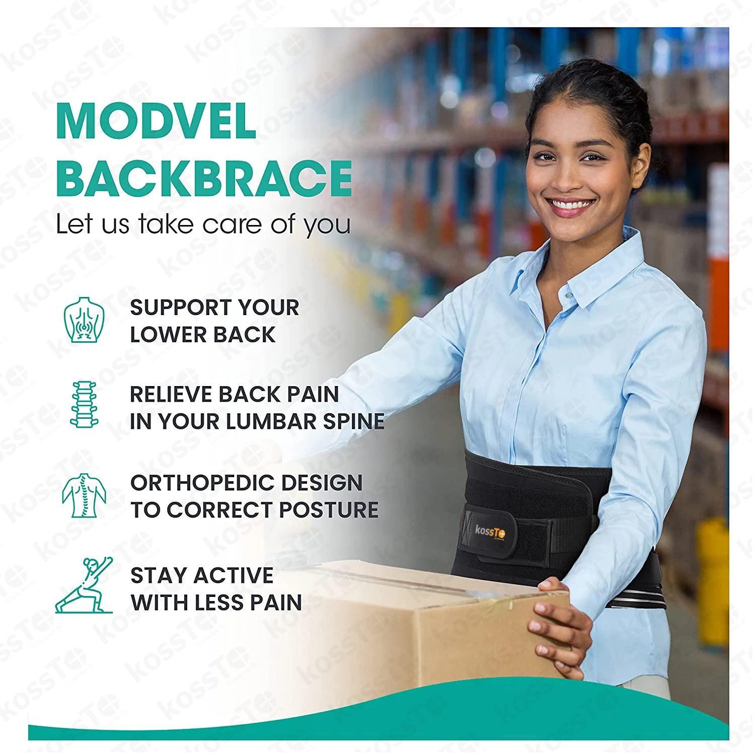 kossto kossto Lumber Sacral Belt for Lower Back Pain Relief LS belt with four Aluminium plates & Adjustable Back support for Men & Women Special Universal (Compatible Waist Size -XXL, XXXL)