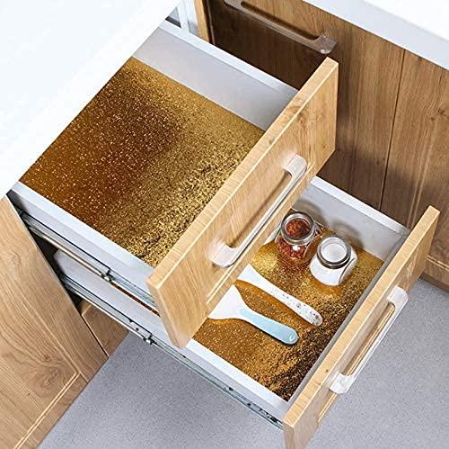 DHYANI DHYANI Golden Kitchen Wallpaper Roll Oil Proof Waterproof Paper Aluminum Foil Back splash Sticker Anti-Mold and Heat Resistant for Walls Cabinets Drawers and Shelves [5 meter]