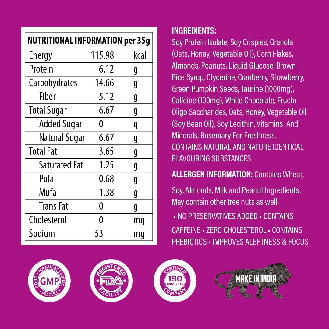 Rize RIZE Energy Bar|As Seen on Shark Tank India| 6g Protein Bar Caffeinated bars for post work out Snack, High Protein Bar with Zero added Sugar, Gluten Free Healthy Snack (Berry Blast-Pack of 6 Energy Bar)