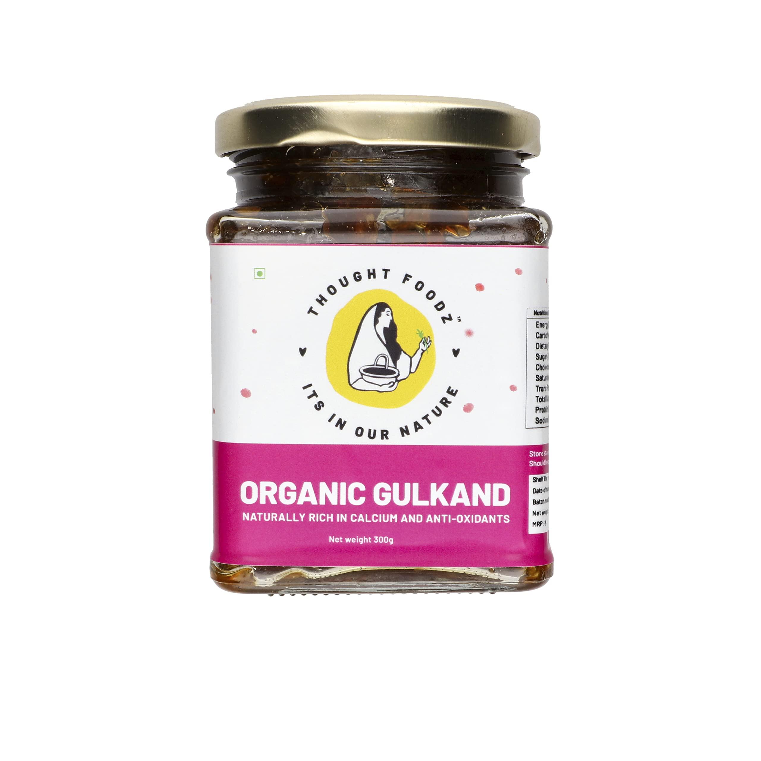 THOUGHT FOODZ ThoughtFoodz Pure, Natural & Organic Gulkand | Healthy & Tasty Sugar and Chemical Free | No Added Flavour & Artificial Color Jar, 600gm (300gm x Pack of 2)