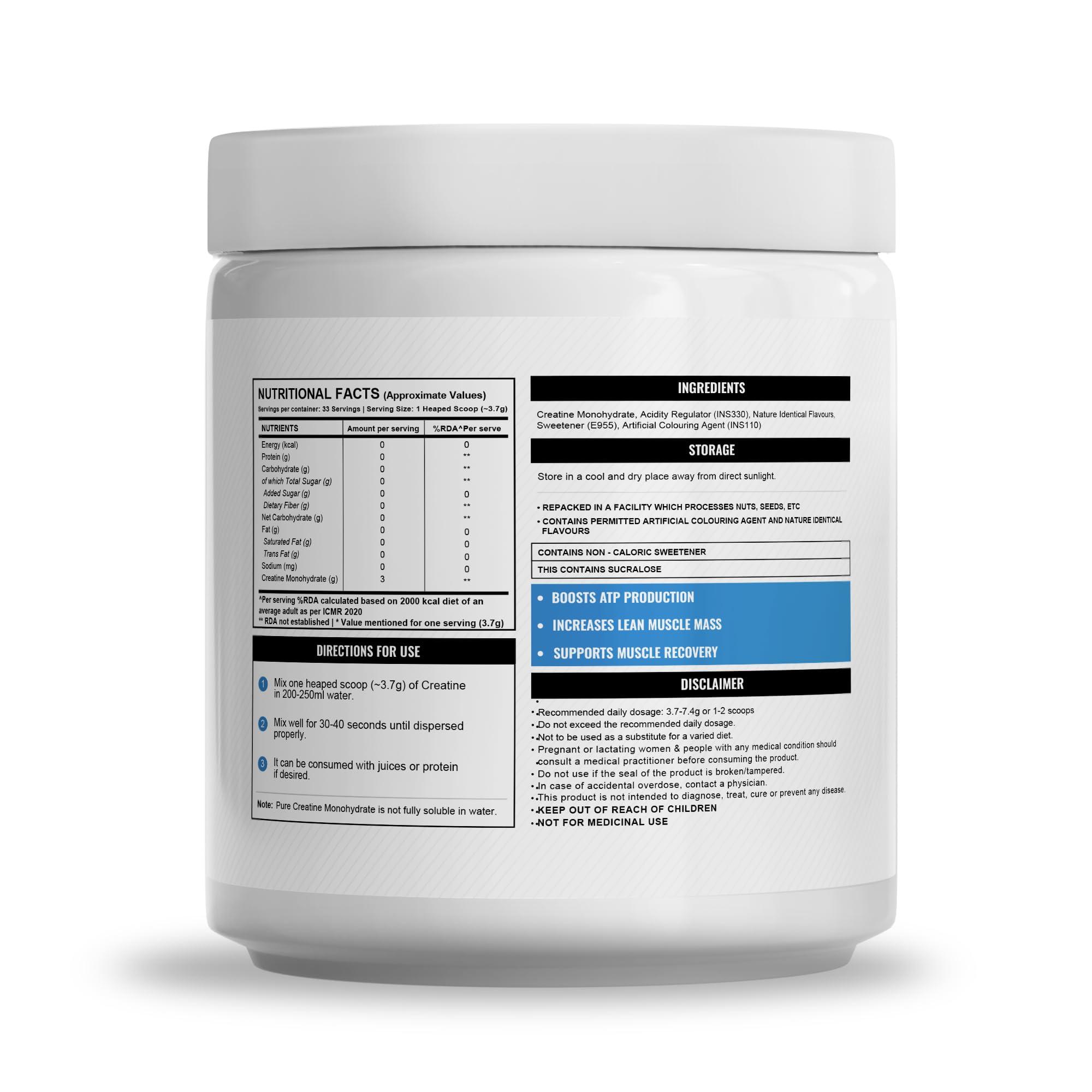 Wellcore Wellcore - Pure Micronised Creatine Monohydrate (Tropical Tango, 33 Servings) | Rapid Absorption | Enhanced Muscle strength & Power|Powder, 1 count