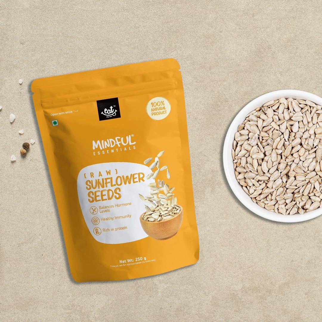 EAT Anytime Eat Anytime Mindful Helathy Raw Sunflower Seeds | High Protein & Fiber | Gluten Free | Healthy Snack For Breakfast & Diet | Rich in Minerals | Raw Sunflower Seeds - 250gm
