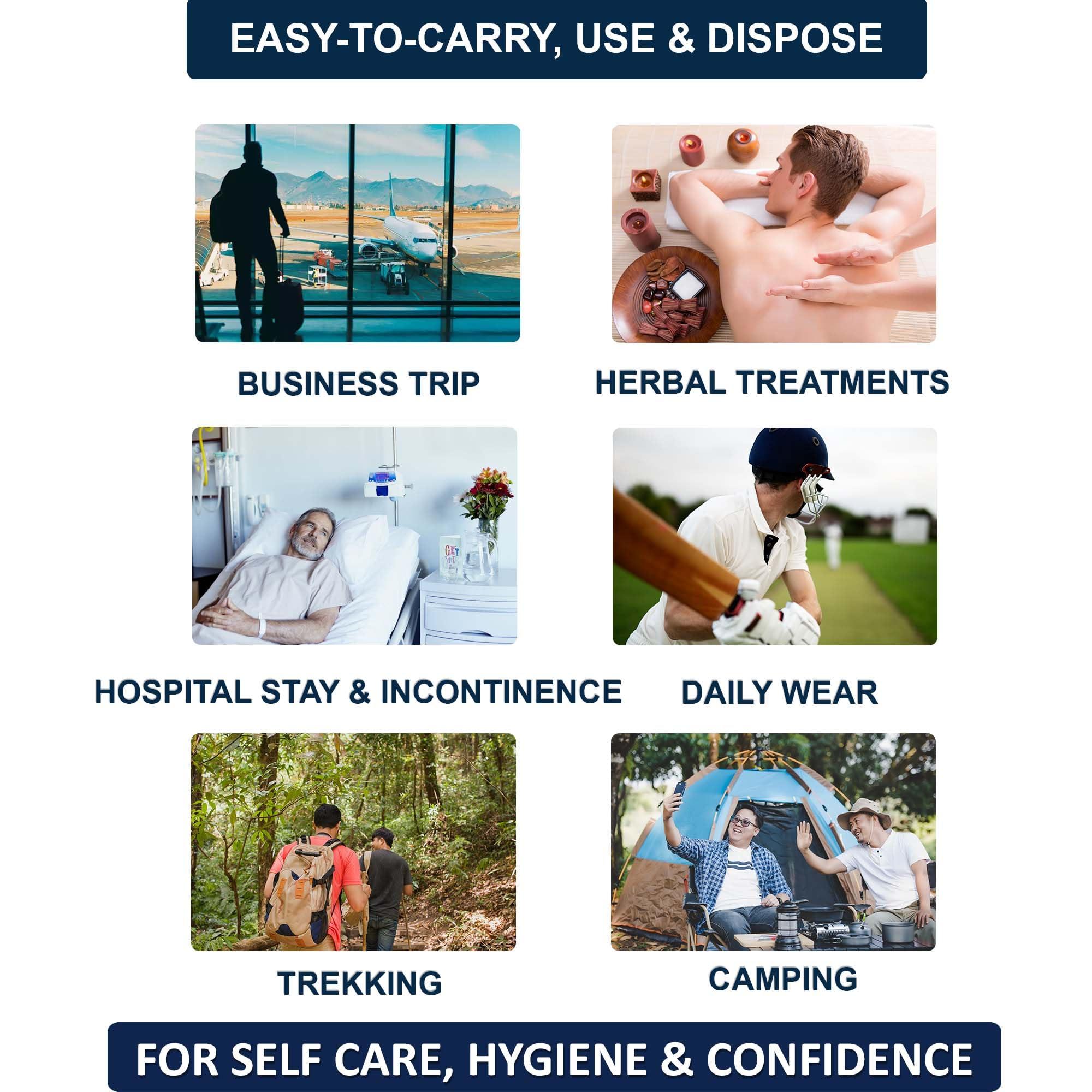 PROWEE PROWEE Disposable Brief for Travel, Trekking, Camping, Spa & Herbal Treatments, Hospital Stay & Incontinence. Specially Designed for Men (10 pcs Pack) | Design Patent No. 336859-001 (L) White