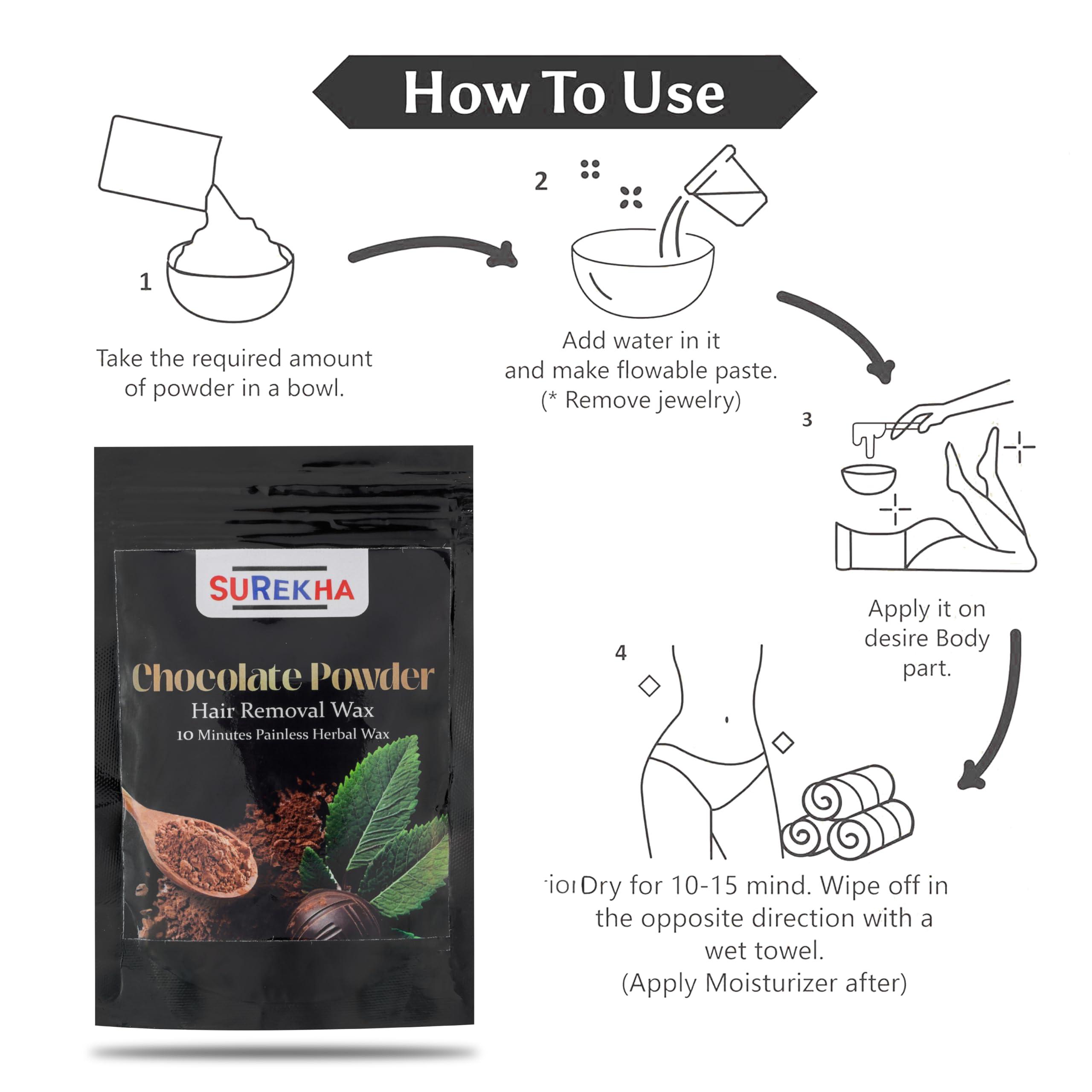 SUREKHA SUREKHA Hair Removal Wax Chocolate Powder Full Body, Easy Home Use, Chemical-Free, No Irritation Or Rashes For Men & Women | Men & Women Leg, Underarm, Chest and Bikini for All Type Skin (1)