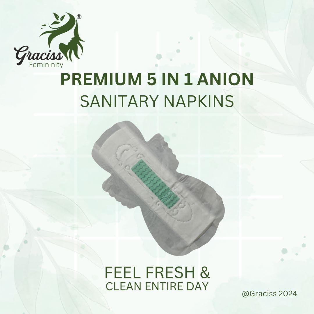 Graciss ; Femininity Graciss 20 Pcs Anion 3XL(350MM) size Ultra-thin Sanitary Pads for Women | sanitary napkins| Rash & Odour free| With premium cotton top and Anion chip With disposable wrap