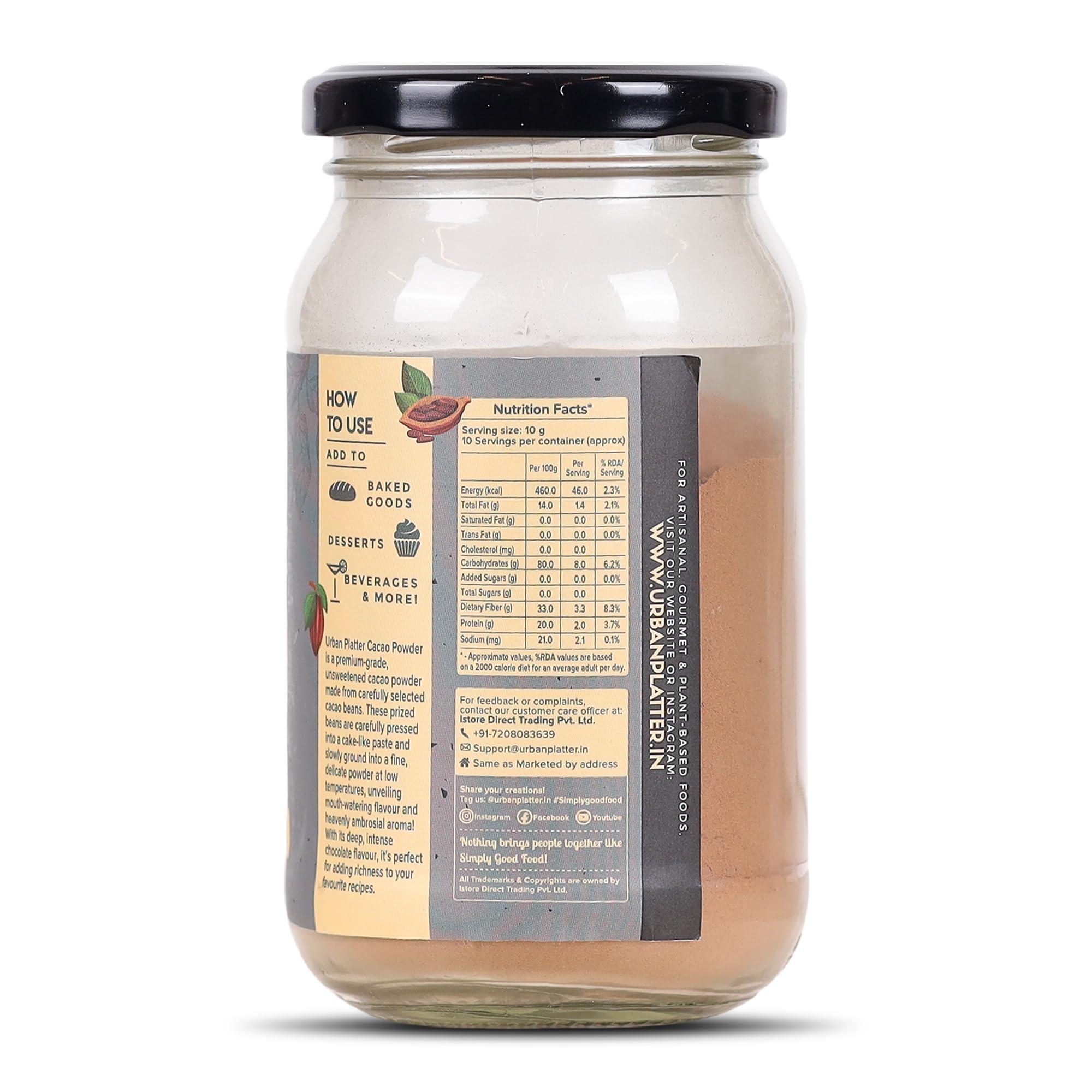 urban platter Urban Platter Non-Alkalized Organic Cacao Powder, 100g