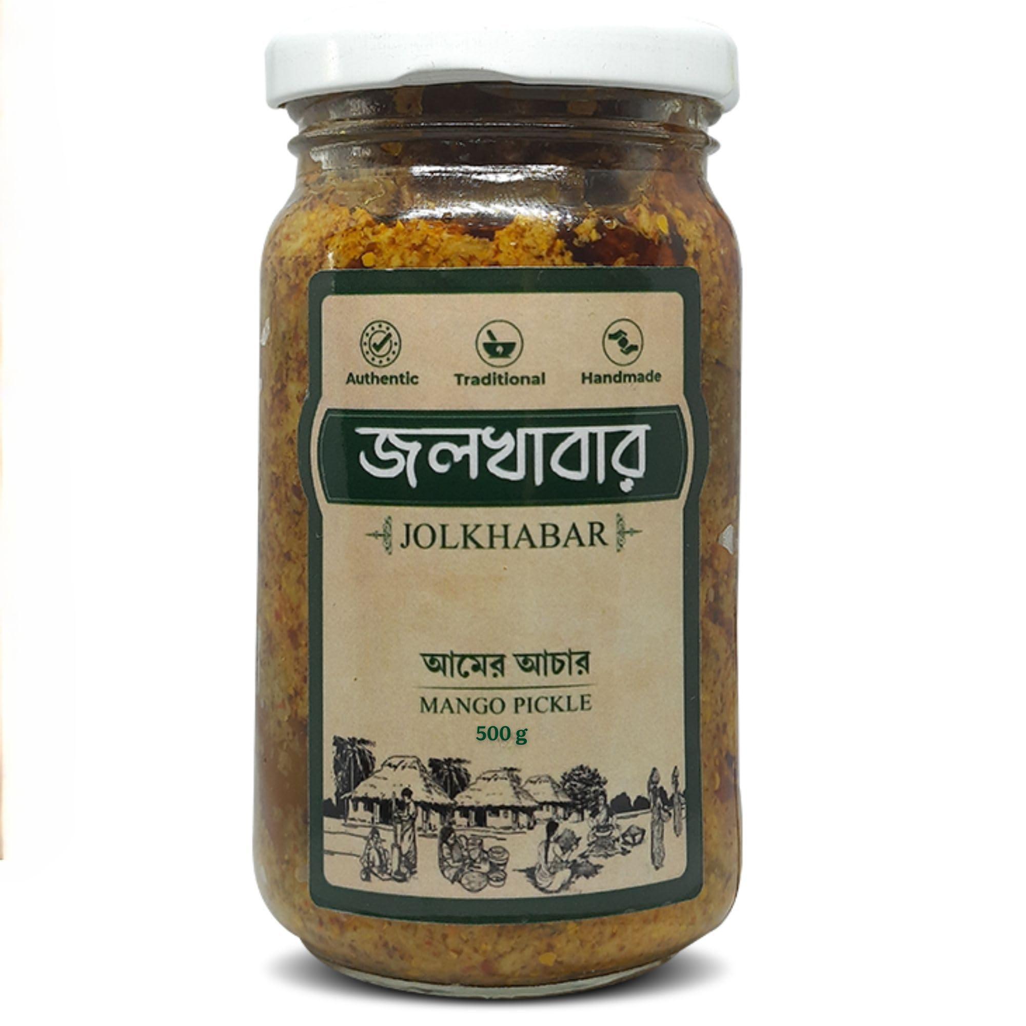 JOLKHABAR JOLKHABAR | AAM er AACHAR 500gm Pack | Mango Pickle | Authentic Traditional Handmade | Bengali Recipe | 500gms (250gms X Pack of 2)