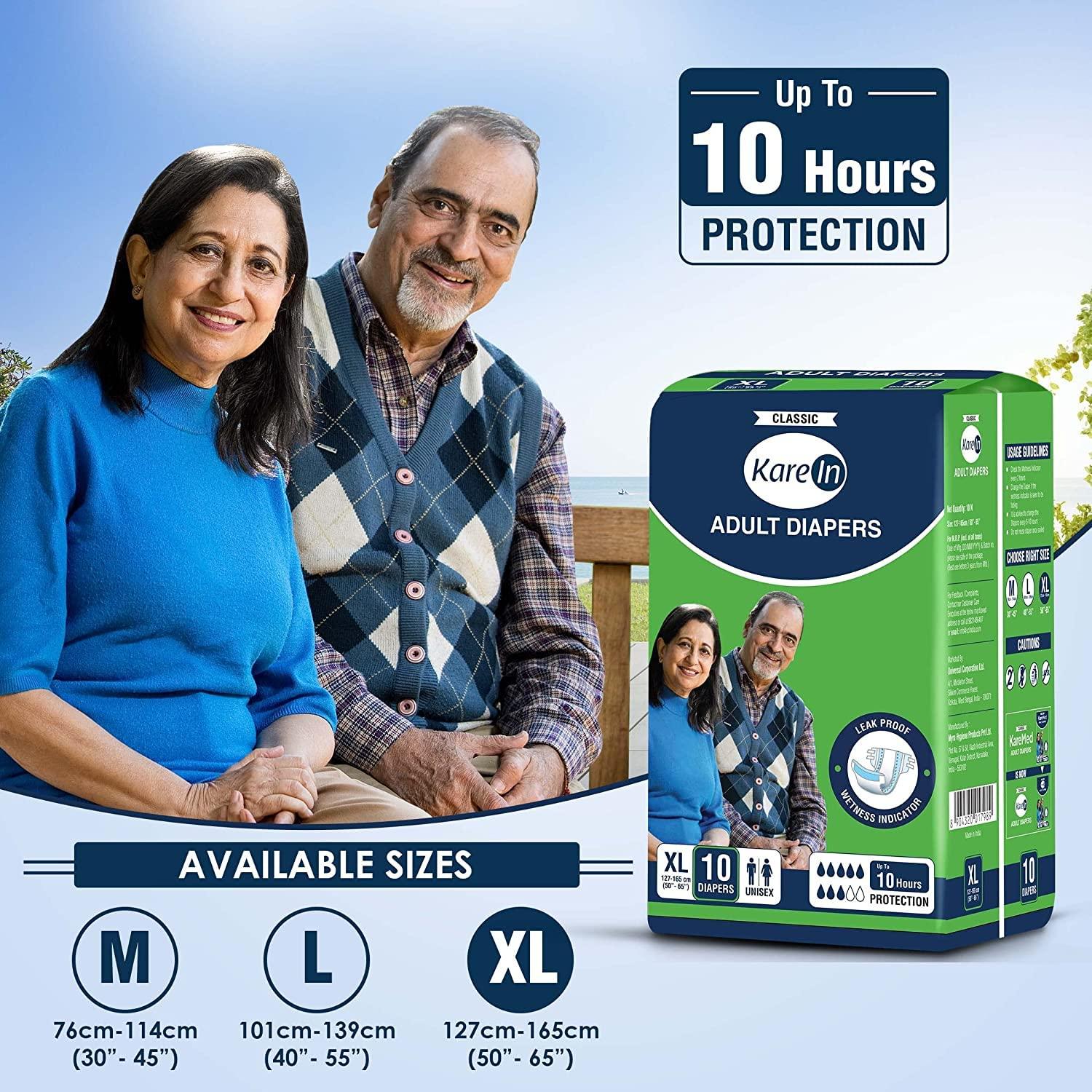 Kare Med Kare Med Adult Diapers extra large 40 Count, Waist Size 127cm-165cm (50"-65") XL (40 Pieces)..