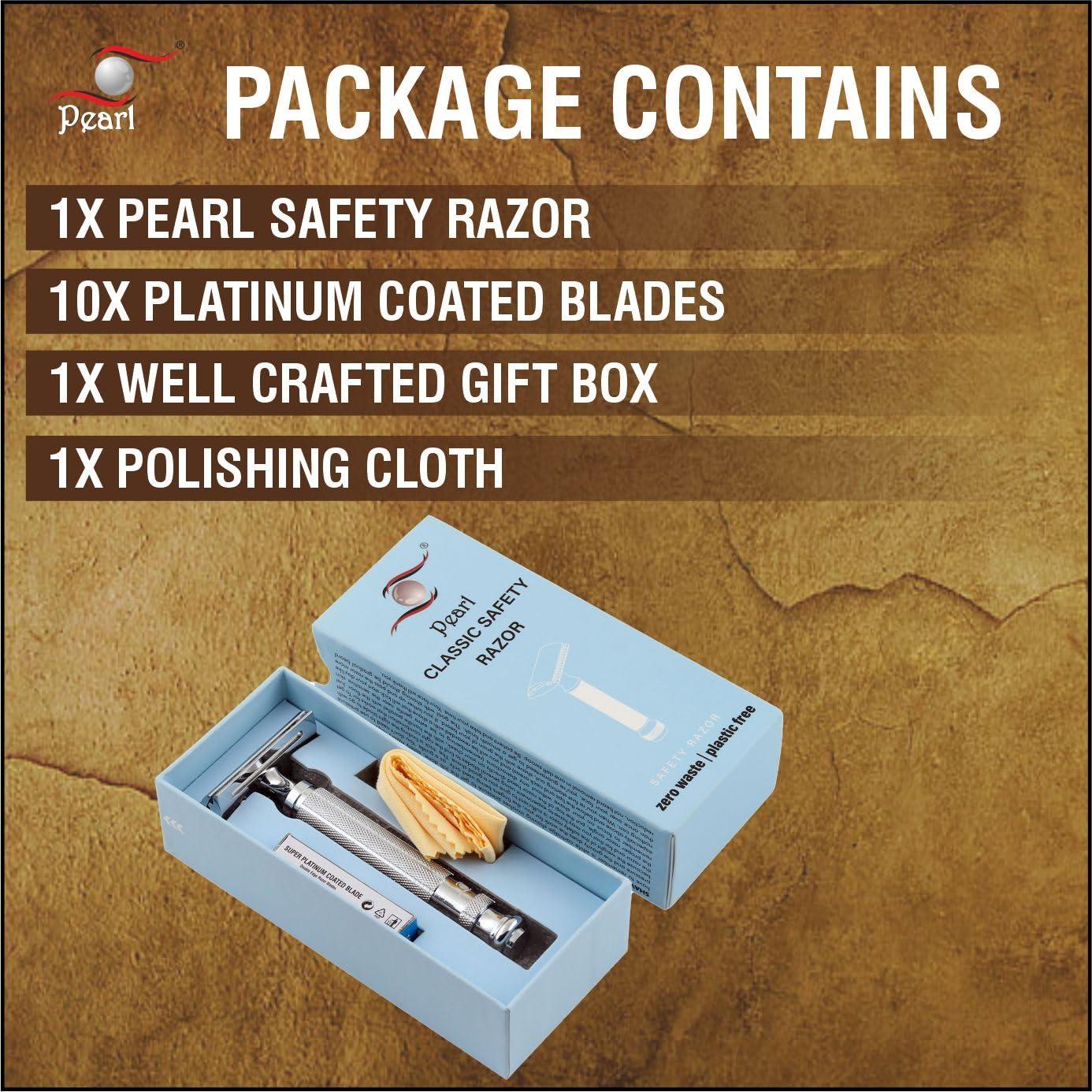 PEARL PEARL Men Shaving Double Edge Safety Razor L-55 ( Close Comb,Chrome)