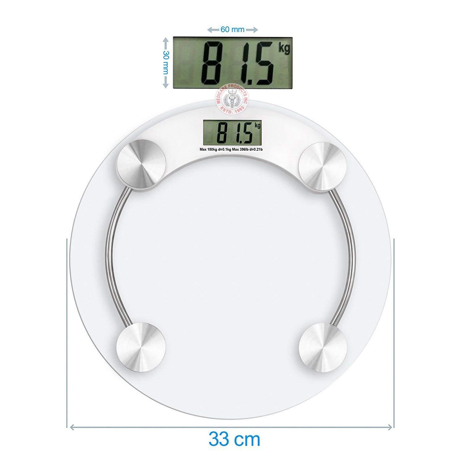 HNO-SALES HNO-SALES Digital Glass Weighing Machine Round Personal Weighing Scale for Home Use Weight Machine (Transparent)