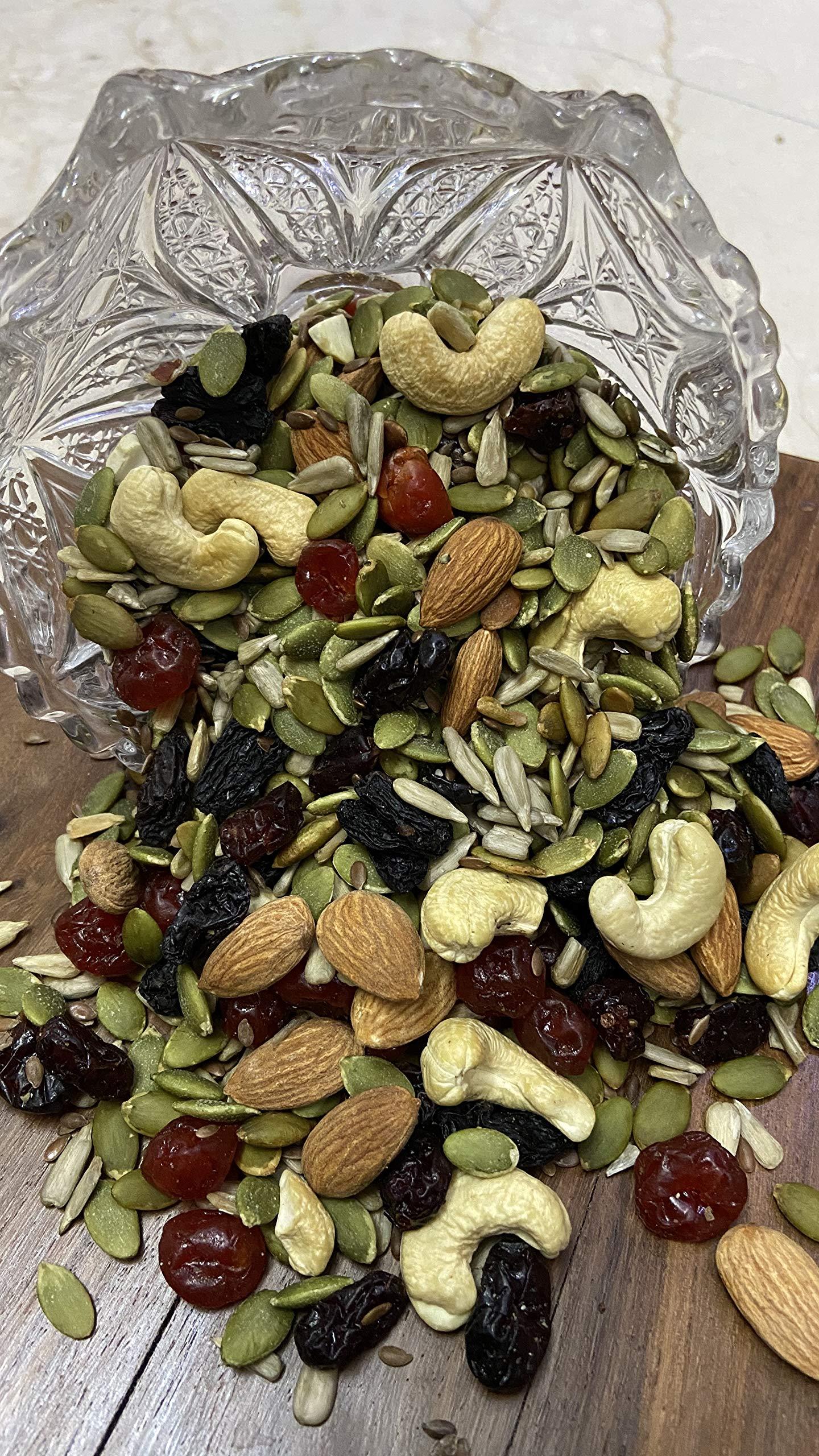 NUTMART NUTMART Premium Trail Mix || Energy Mix || Immunity Booster || Breakfast Mixture || Almonds,Cashews,Pumpkin Seeds,Sunflower Seeds,Flax Seeds,Cranberries,RED Berry || 1 KG