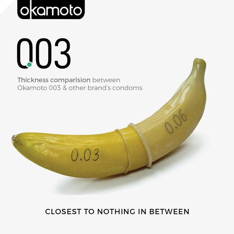 OKAMOTO Okamoto 003 Japans Best Aloe Condoms | Only Natural Water Based Lube Condom in India |Thinnest Premium Condoms for Men - Made In Japan | 0.03 mm thin Extra Lubricated | Pack of 2 | 20s Condoms