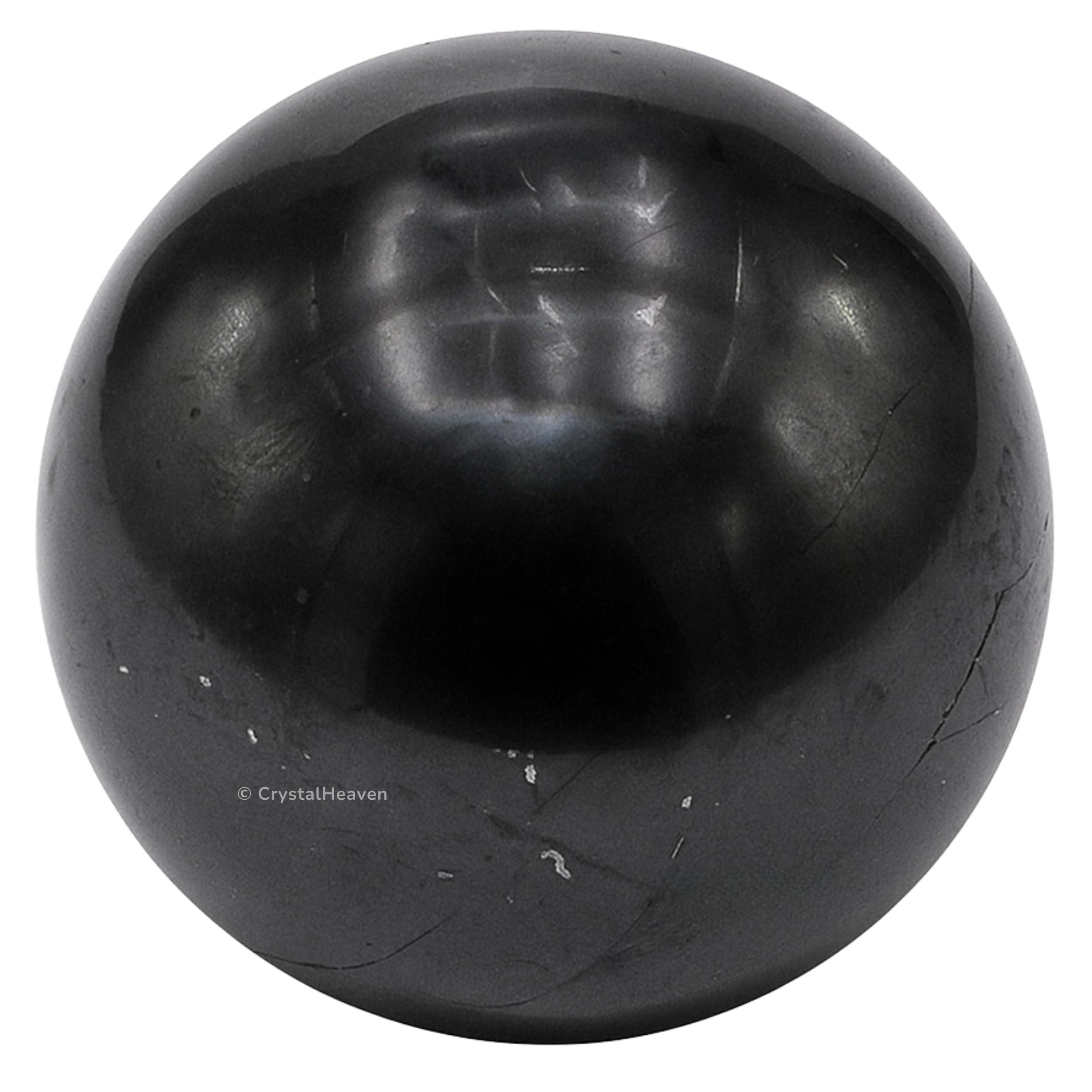 Crystal Heaven Certified Shungite Crystal Ball for Meditation - Premium Crystal Vastu Items for Home and Feng Shui Items for Good Luck - Ideal for Pooja Supplies and Spiritual Practices (2\" Inch)