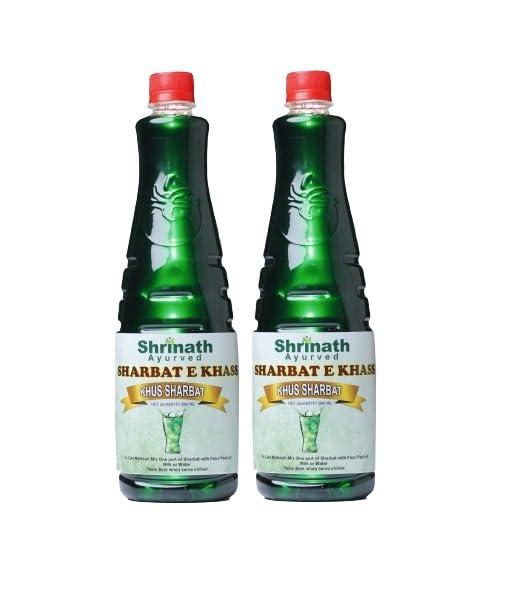 SHRINATH AYURVED Khus Sharbat Pack of 2 Instant Refreshing Syrup Mineral Rich Drink for Summer-1800ml