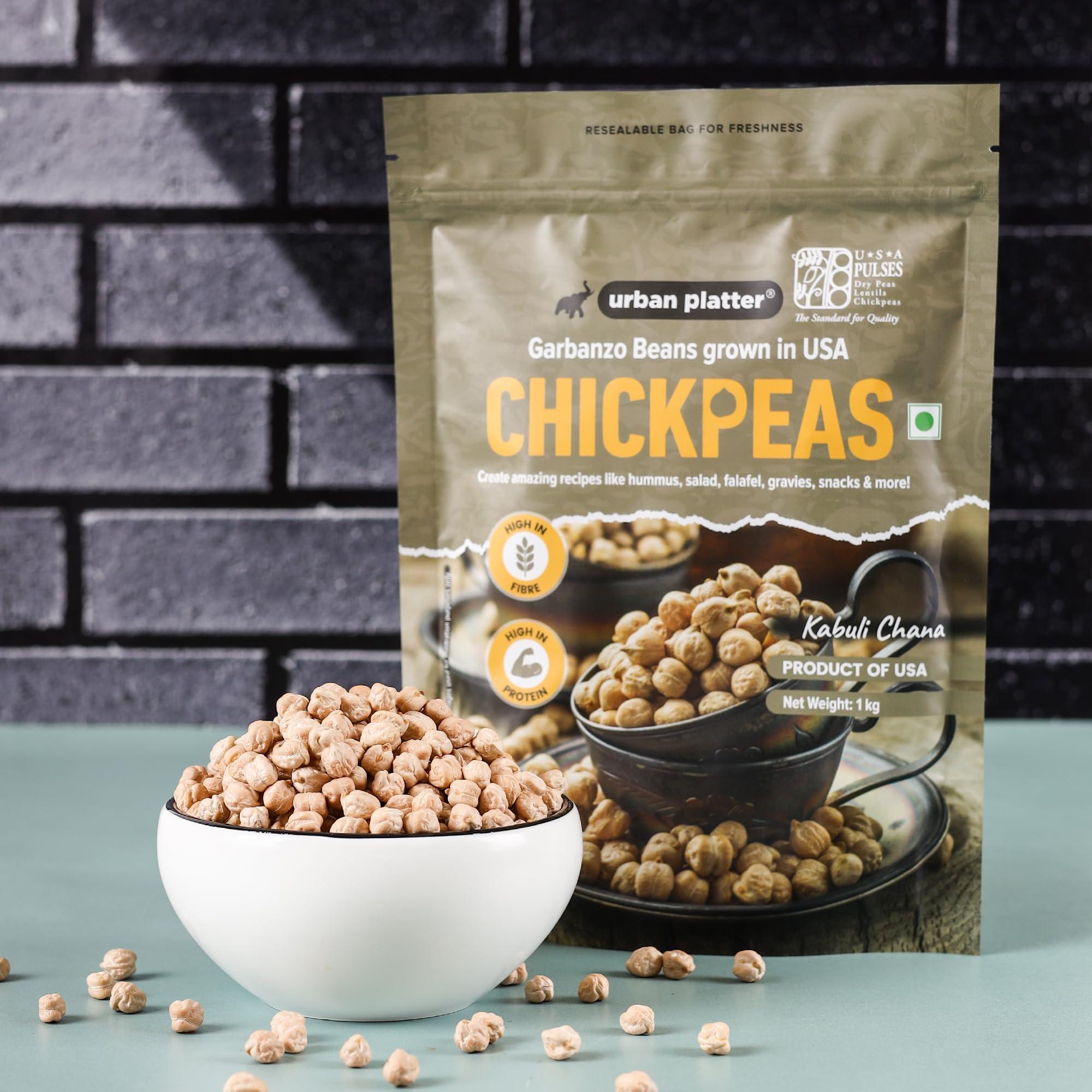 urban platter Urban Platter USA Chickpeas, 1kg (Kabuli Chana | Garbanzo Beans | High in Fibre & Protein)