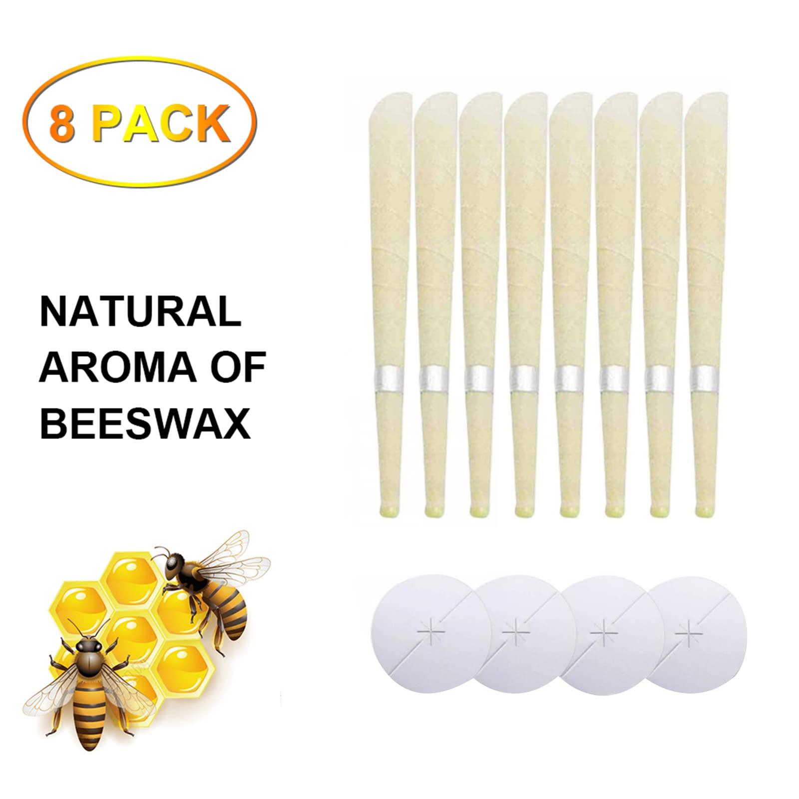 UBERSWEET Ubersweet Natural Beeswax Candle Sconces Therapy Pure Beeswax Ear Wax Candle Kit (8 Ear Candles with 4 Ear Protective Disks)/||