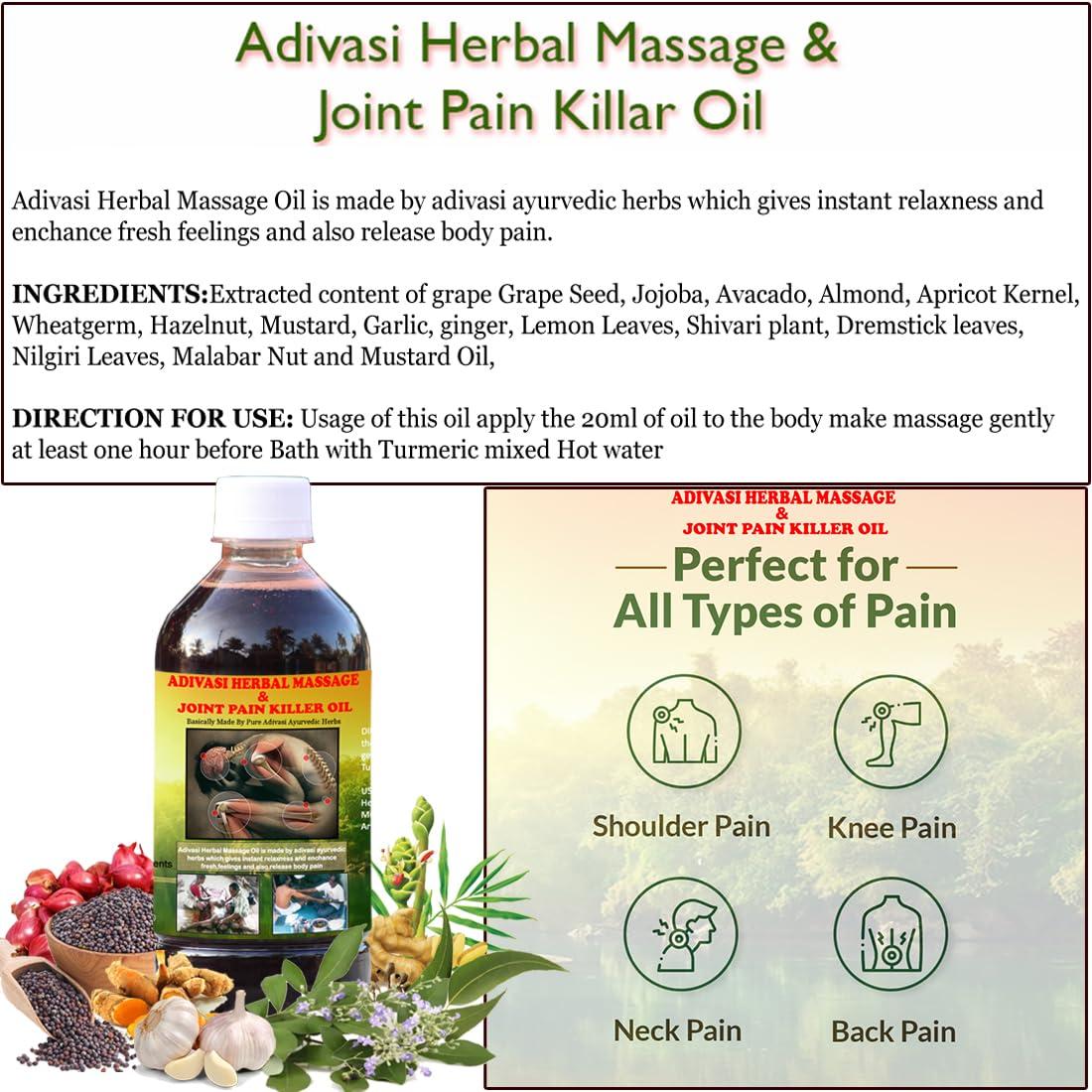 VANVEDA HERBALS Adivasi Ayurvedic Herbal Pain Relief Oil For Joints, Muscle Twist | Full Body Relaxation Massage | 250ml (Pack of 1) | Made With Natural Process Traditional Formulation, No Chemicals Added