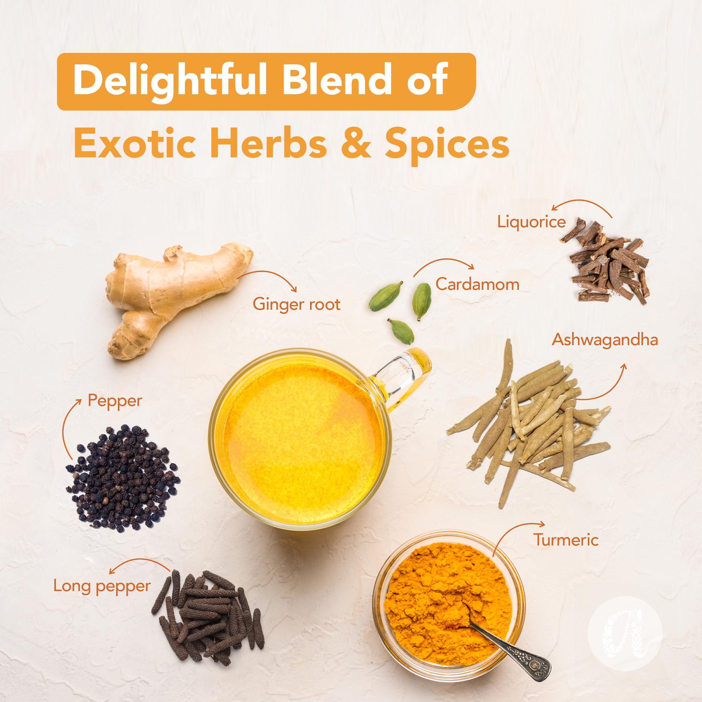 Anveshan Empowering farmers with technology Anveshan Turmeric Latte 100g | Healthy Ayurvedic Remedy with Ashwagandha Mix for Golden Milk | Haldi Mix.