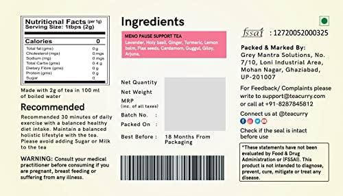 TEACURRY TEACURRY Meno Pause Tea - (3 Month Pack, 90 Tea Bags) - Helps delay Menopause & stop Hot Flashes | Made With Raw Ingredient - Shatavari, Pearmint, Ginger