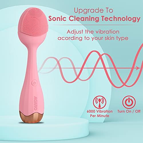 AGARO AGARO Electric Handheld Full Body Massager with 3 Massage Head & Variable Speed Setting, Black & AGARO CM2109 Sonic Facial Cleansing Massager with Silicone Brush & Anti-Aging Massager - Massager Combo