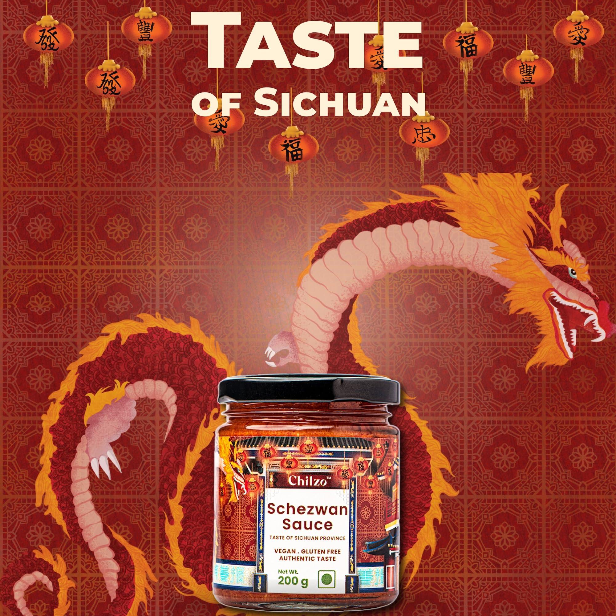 Chilzo Chilzo Schezwan Sauce (200 Gm) | No Sugar | No Msg | No Artificial Flavors/Colors | Made With Real Ingredients| Vegan | Gluten Free