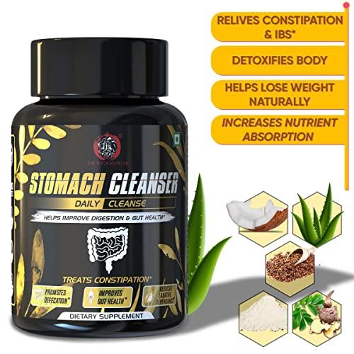 The Yoga Man Lab The Yoga Man Lab Stomach Cleanser Daily Cleanse - Natural Ayurvedic Colon Detox Probiotic Formula With Glucomannan & MCT Oil To Relieve Constipation, Manage Gut Health & Weight - 42 Capsules Pack