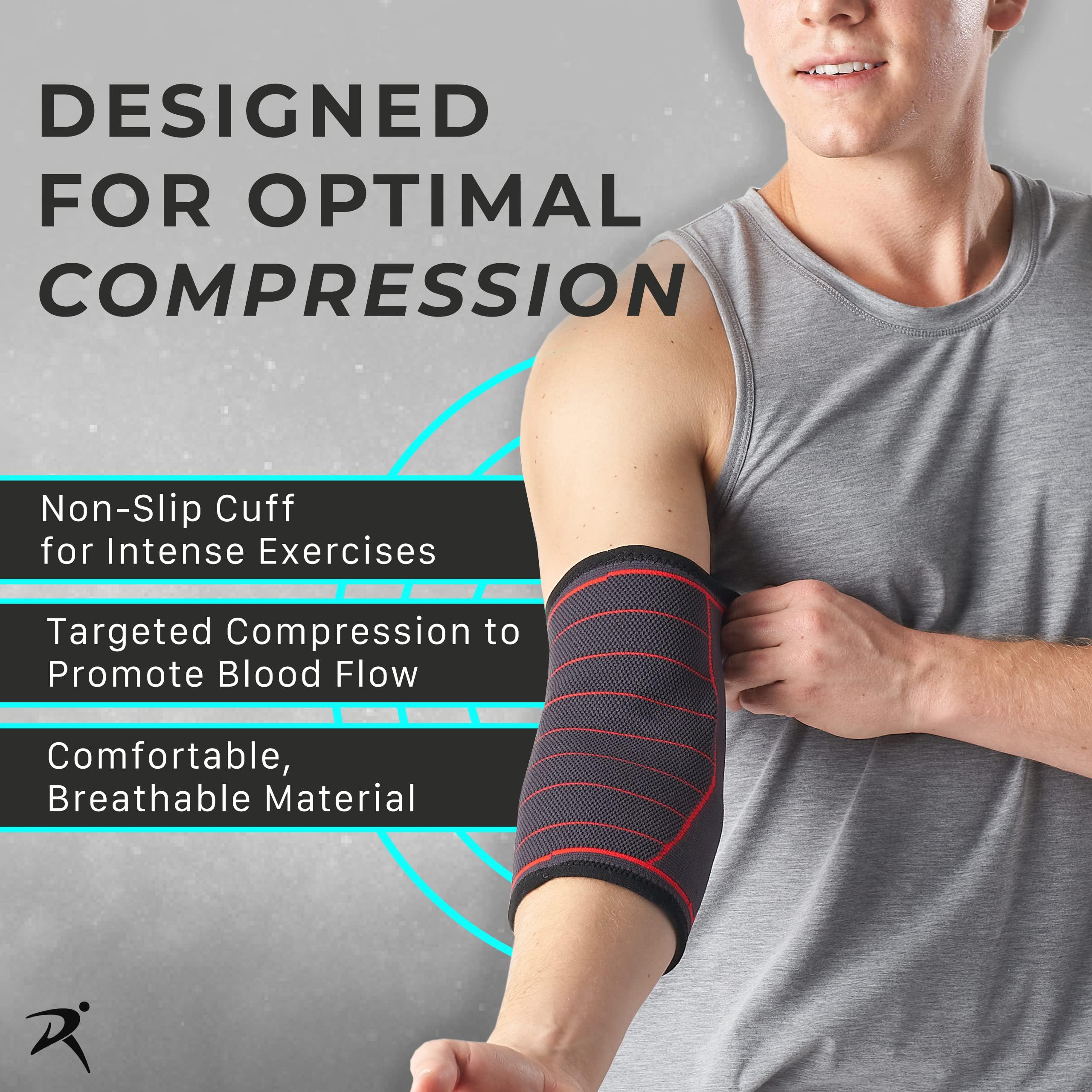 Rymora Rymora Fitness Elbow Brace- L, Compression Support Sleeve for Tendonitis, Tennis Elbow, Golf Elbow Treatment, Weightlifting & Weak Joints - Reduce Joint Pain During Any Activity!