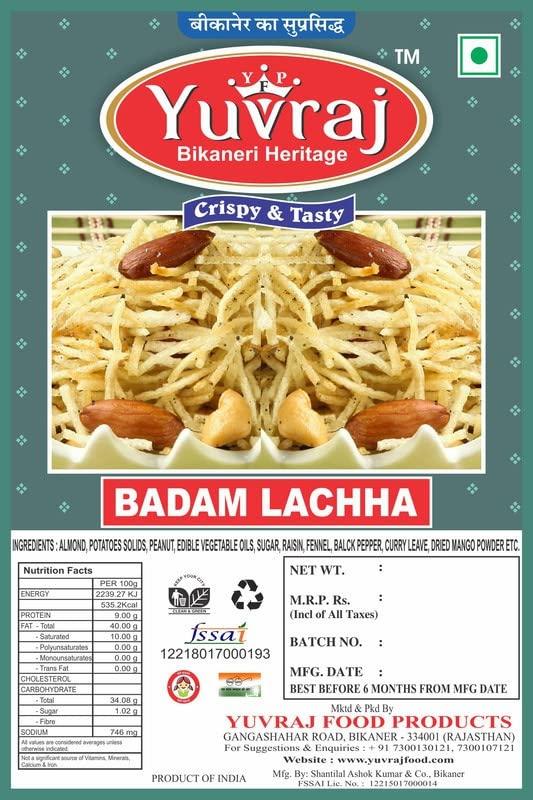 Yuvraj Yuvraj Badam lachha namkeen bikaner hand made quality snacks pack of 500 gm