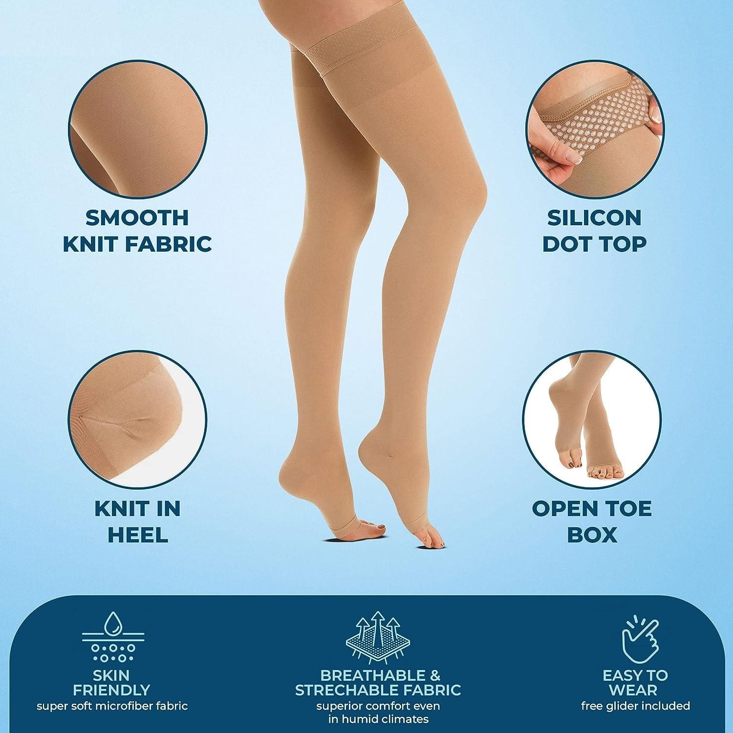 Ezyfit Ezyfit Imported Class II Graduated Medical Compression Stockings| Above Knee (Thigh Length) for Varicose Veins | Imported Compression Stockings | Varicose Veins Stockings For Men and Women | 23-32mm/Hg - Extra Large