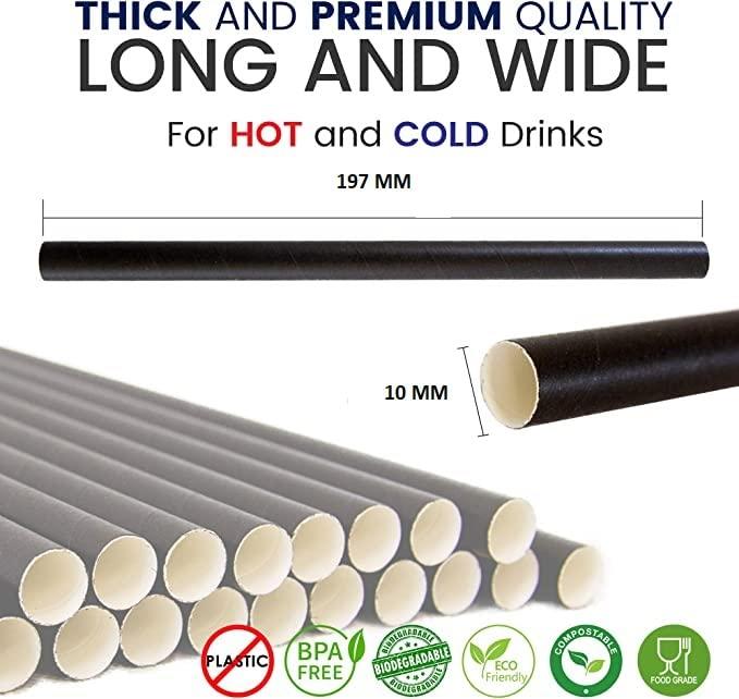 VARADAA Extra Wide Paper Smoothie, Boba Straws - 10 mm Wide Biodegradable Straws for Bubble Tea (A Pack of 1000)