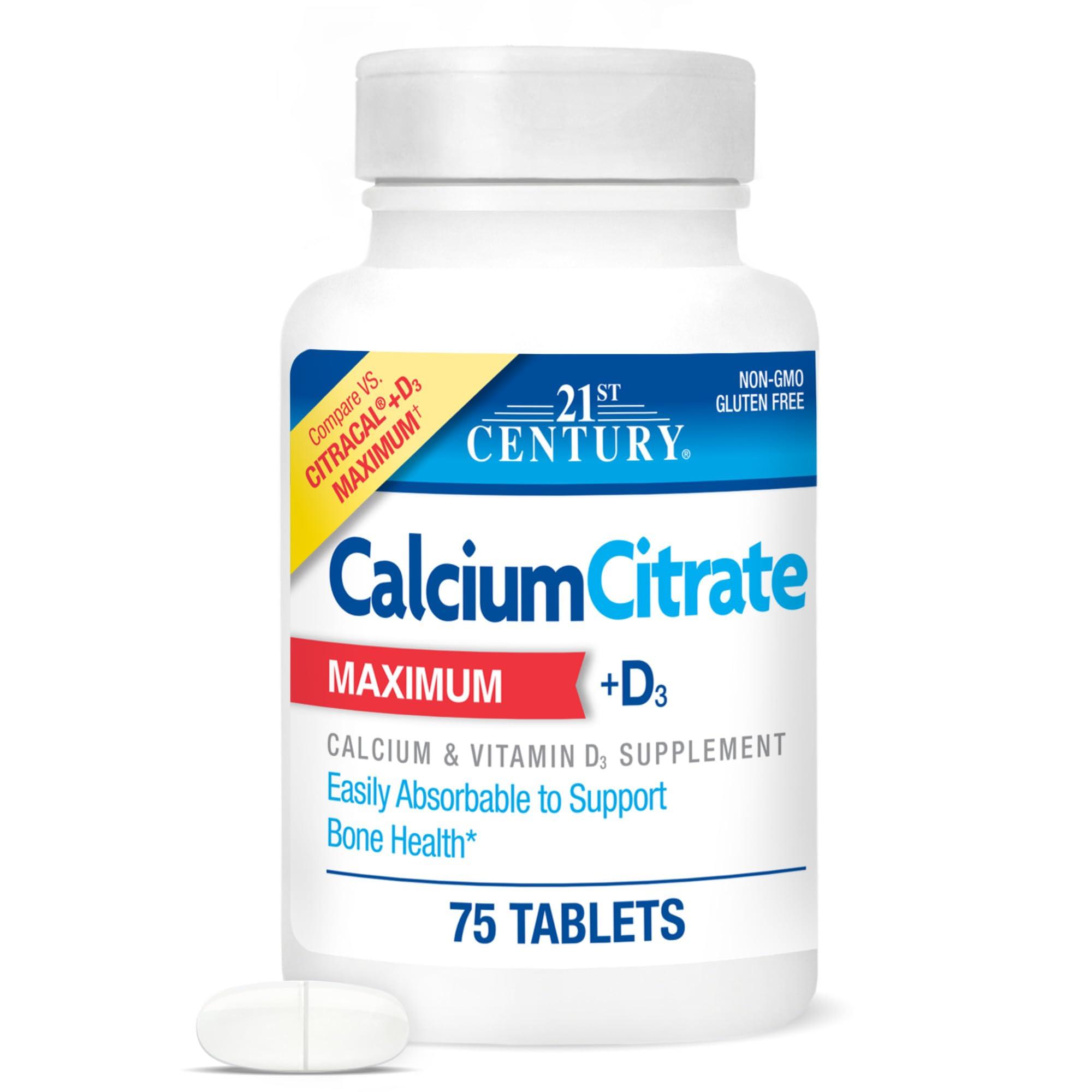 21ST CENTURY 21st Century Calcium Citrate Plus D Maximum Caplets, 75 Count
