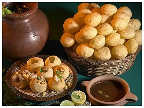 Veganic Veganic Dry Gol Gappa/ Pani Puri/ Puchka Wheat Snack Pellets | Ready To Fry Atta Golgappa Papad - 400gm
