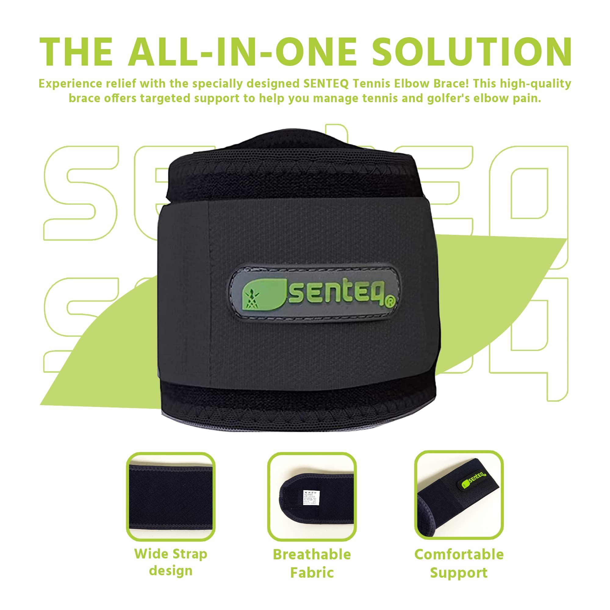 SENTEQ SENTEQ Tennis Elbow Brace Tendonitis for Men Women - Golfers Ulnar Nerve Entrapment - Golf Fitness Support Arm Compression Sleeve for Cubital Tunnel Syndrome - Bursitis Hinged Tennis Elbow (Black)