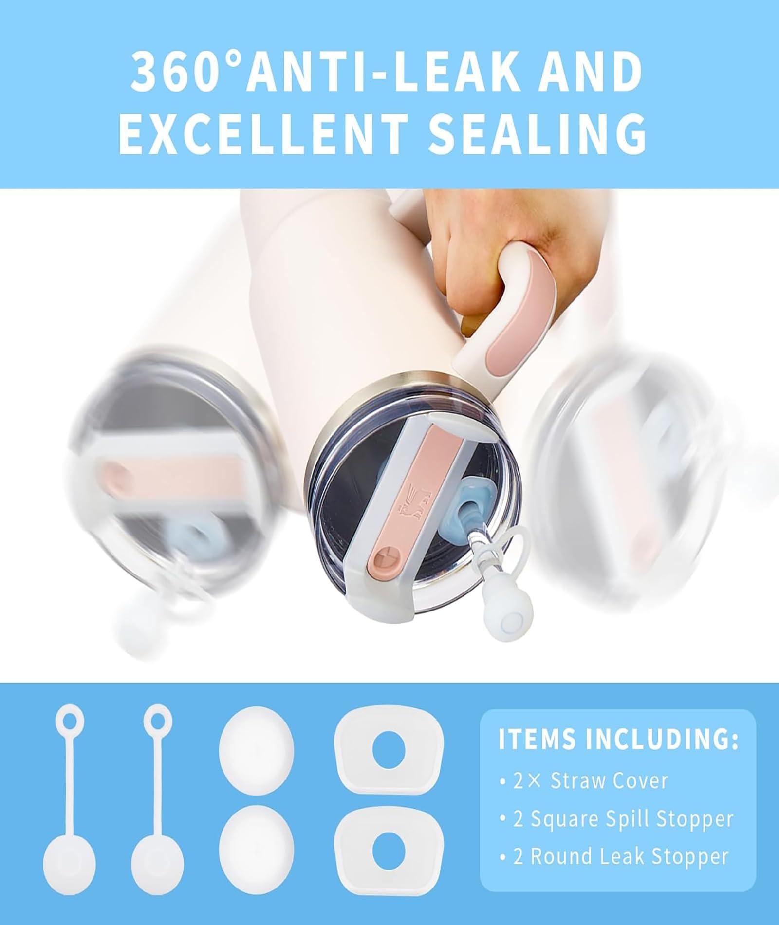 NUDFSY 6 Pcs Stanley Cup Accessories, Spill Stopper Set for Straw cover2.0, Food Grade Straw Cover Cap, Accessories Including Straw Cap, Fix Leak Stopper and Lid Spill Plug.