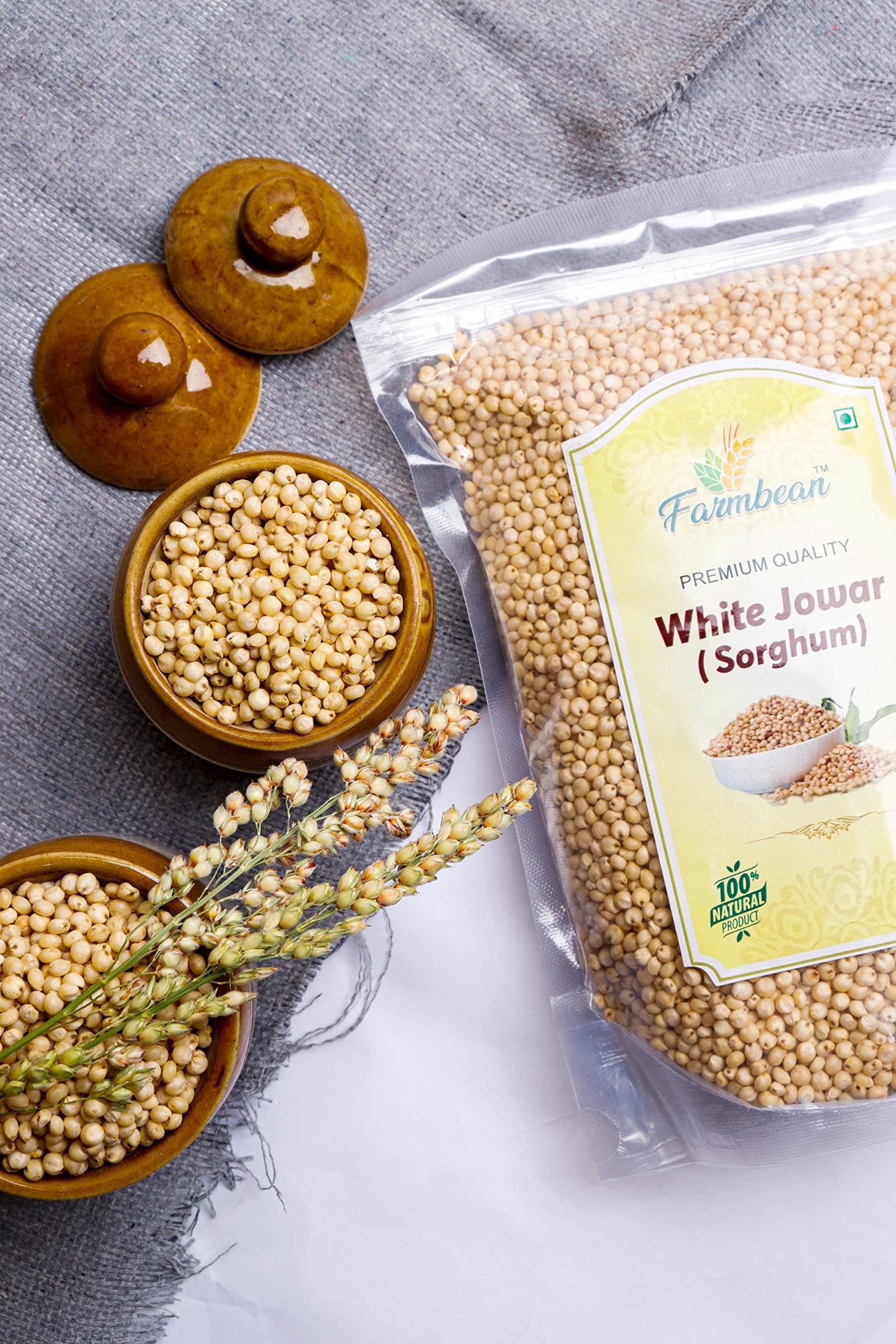 Farmbean Farmbean Whole White Jowar Grains | Sorghum | Jonna | - 1 KG
