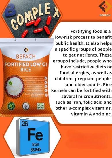 Befach 4x Befach Fortified Low GI Rice | Free of Pesticides, Non GMO, Certified Low GI & Low Sugar White Rice Perfect for Diet & Diabetic Patients | 4.5 kg (Pack of 3)
