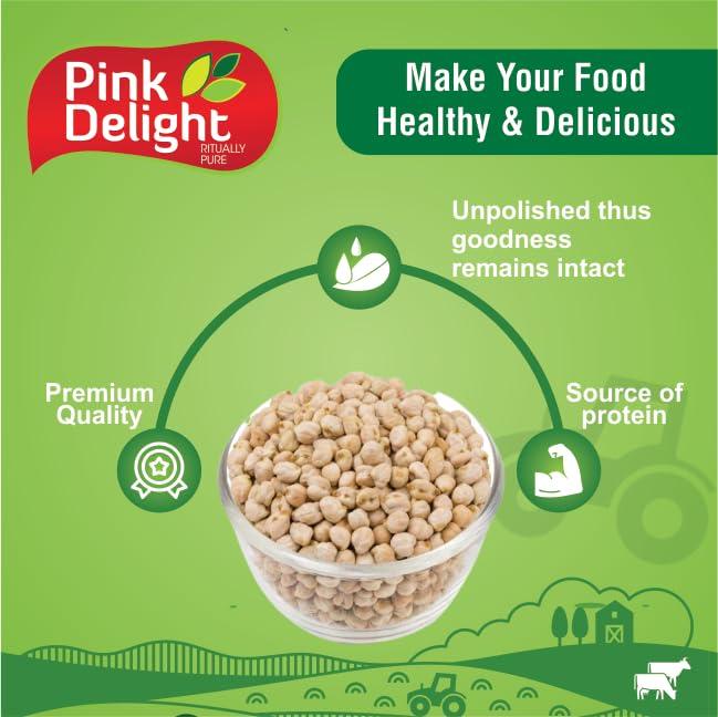 Pink Delight Pink Delight Premium Kabuli Chana | White Chikpeas | Chole | Indian Cusine | Sortex Cleaned | 1 Kg Pack