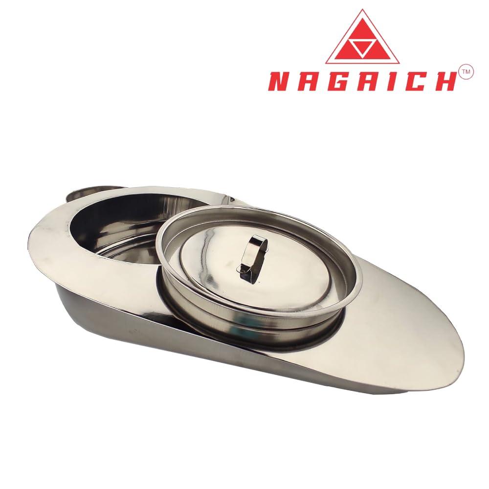NAGAICH Nagaich Bedpans for Elderly Men, ale Bedpan Heavy Duty Smoothed Countoured for Bed-Bound Patient,Stainless Steel Bed pan for Medical Centers and Home Use stainless steel (pack of 1)