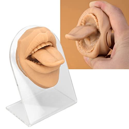 LIANAI Soft Silicone Tongue Model, Mouth Open, Fake Tounge, Flexible Human Tongue Mouth Mold with Teeth, Body Parts for Practicing Piercing Acupuncture Jewelry Display, Simulation Tongue(Skin Color)