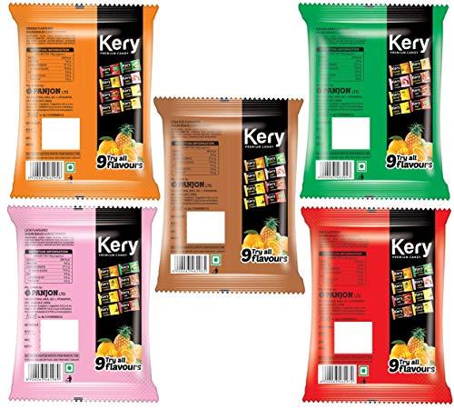 Kery Kery Fruits Candy Combo [Orange, Pan, Cola, Lichi, Kacha Aam, Mint Chocolate Toffee] (Pack of 5), 1.2 kg