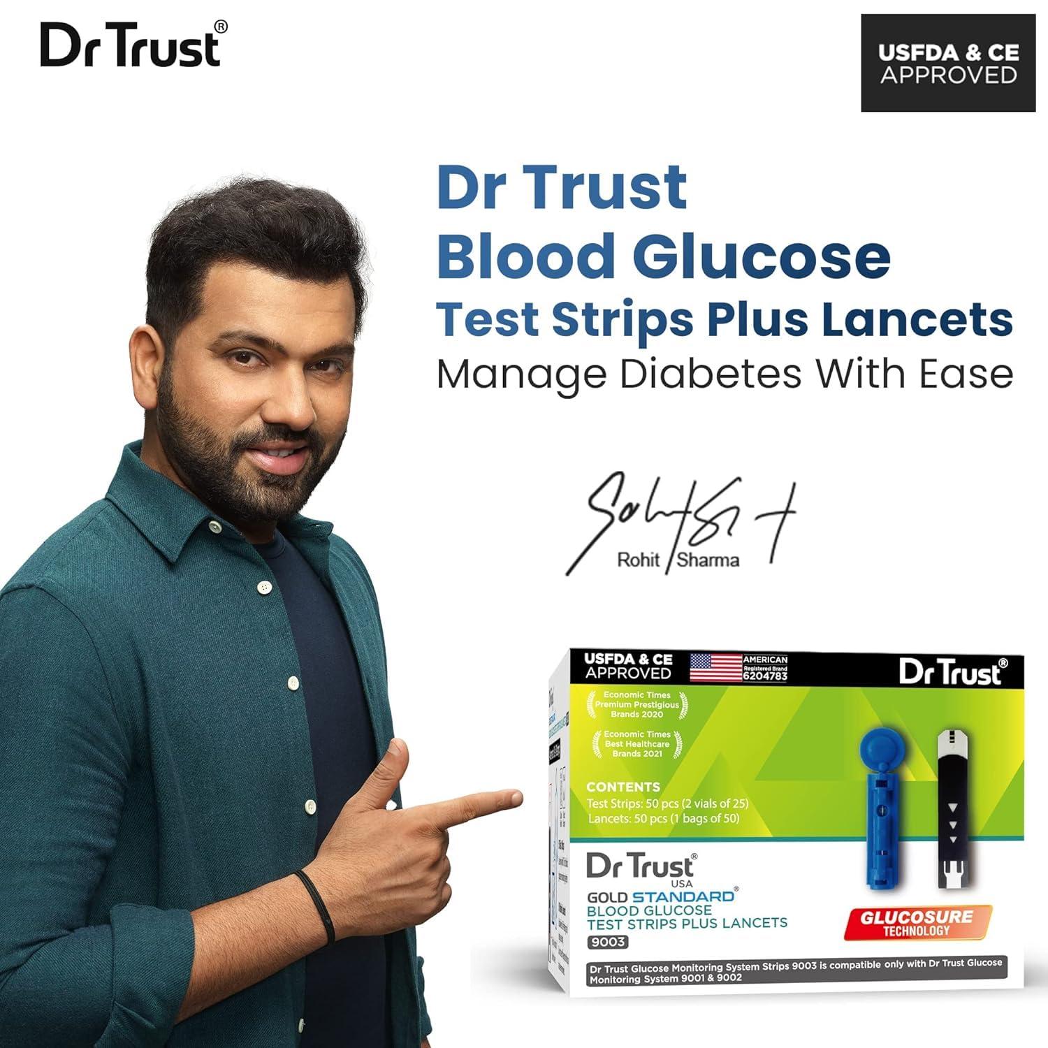 Dr Trust Dr Trust USA Gold Standard Blood Glucose Test Strips Plus Lancets - 50 Strips (Black) 9003