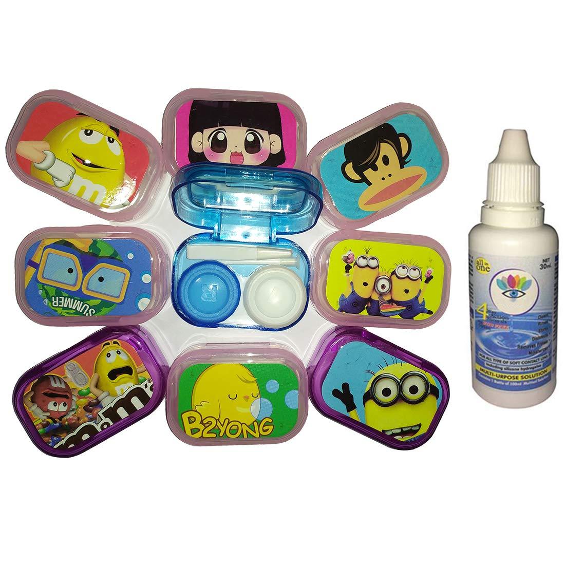 SOFT EYE Soft eye Contact Lens Holder Travel Kit Case Box Container Holder with Mirror Tweezers and Solution Bottle (Random Color)(1 pc only)