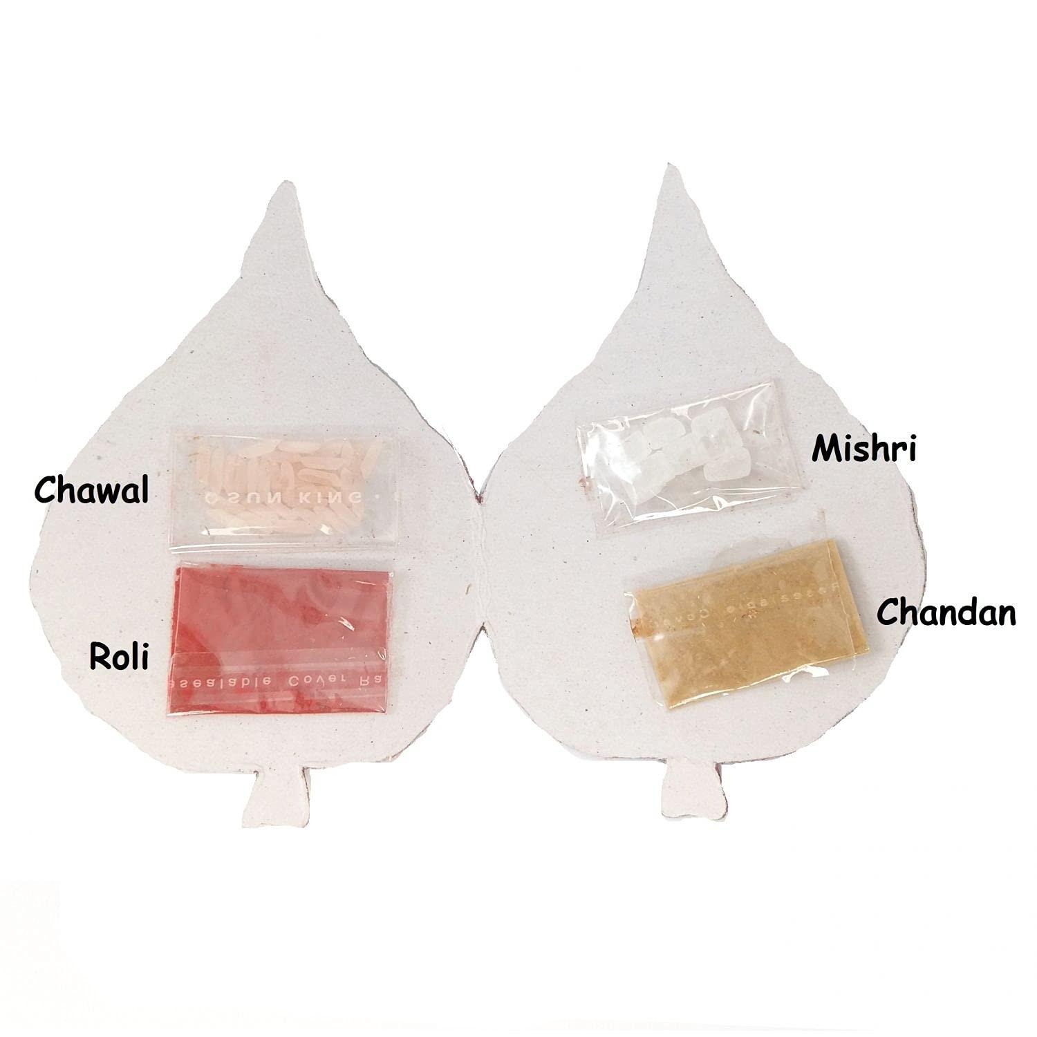 Velour Shoppe Velour Shoppe Bhaiya Tikka Thread, Roli, Chawal, Chandan Mishri in a Special Pack with Optional Personal Message Bhai Dooj Combo Set