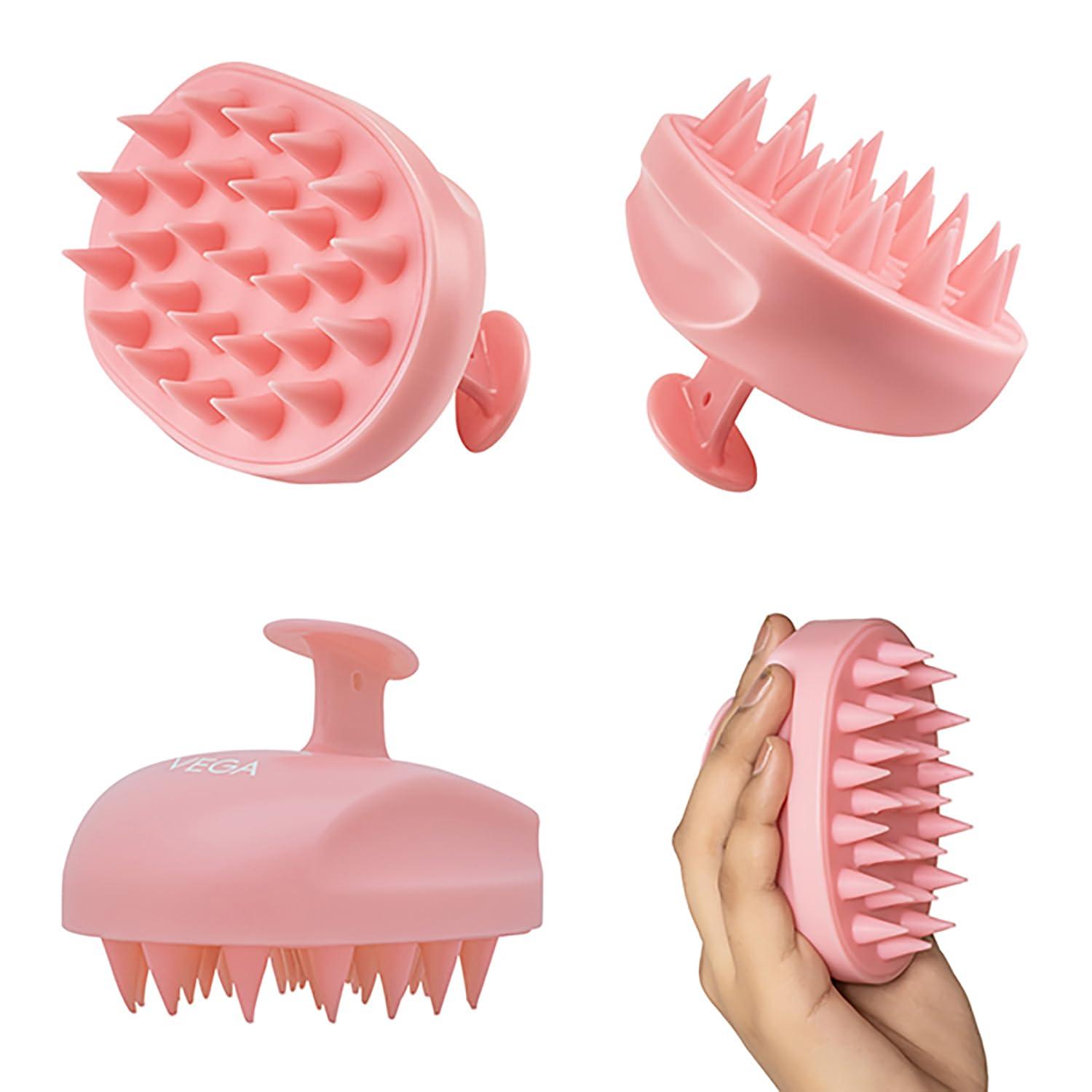 VEGA Vega Hair Scalp Massager Shampoo Brush with Soft Silicone Bristles for Anti-Dandruff, Hair Massager, Exfoliating,Cleaning Dandruff, Excess Oil, Manual Head Massager, All Hair Types, For Men and Women, (SSB-01)