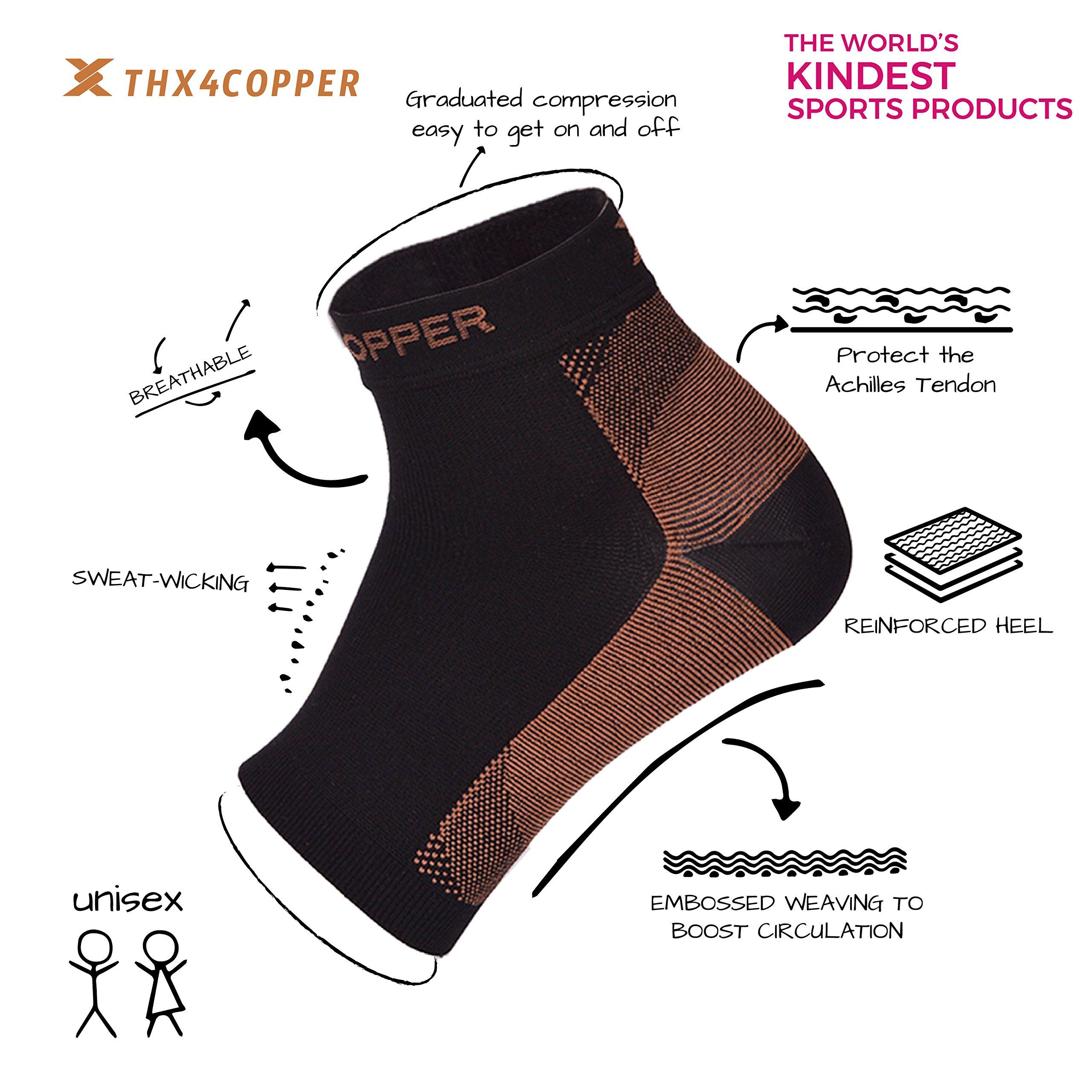 Thx4COPPER Thx4 Copper Compression Recovery Foot Sleeves for Men & Women, Copper Infused Plantar Fasciitis Socks for Arch Pain, Reduce Swelling & Heel Spurs, Ankle Sleeve with Arch Support-L/XL